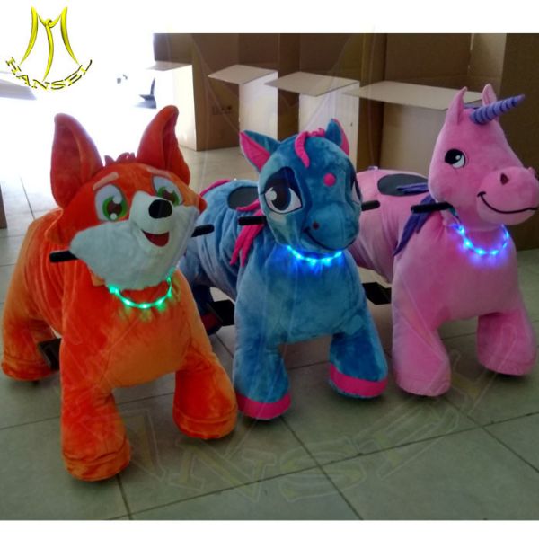 Quality Hansel kiddie ride on animal control box and ridable plush animal scooter with zoo animal set toy for mall made in china wholesale