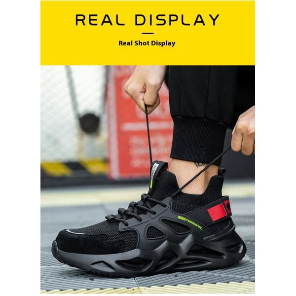 Comfortable And Durable Anti-Smashing EVA Sole Safety Shoes With Flying Knit Upper