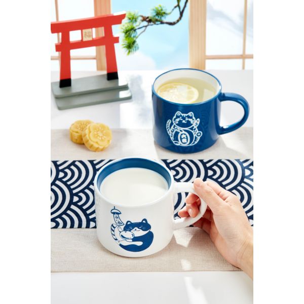 Ready To Ship In Stock Customized ceramic mug Blue and white cat cup