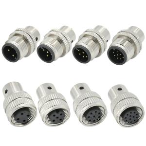 M12 Female Shield Plug Connector 3-17 Pin IP67 Waterproof DIN Standard