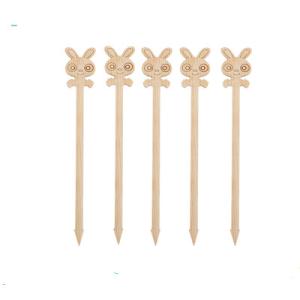 Bamboo Animal Topic Rabbit Decorative Picks For Bar Buffet