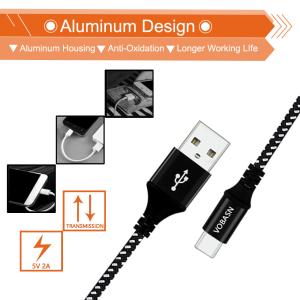Dual Color USB Type C Cable for Android Mobile Phones Aluminum Alloy Housing