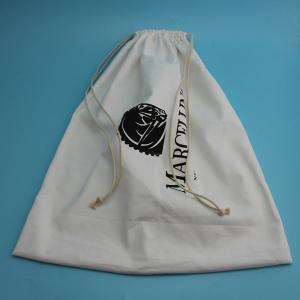 China Soft Large Dust Bag For Dresses , Embossing White Cotton Drawstring Bag on sale
