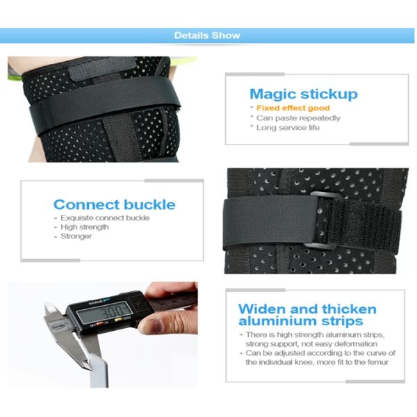 Angle Adjustable Knee Beactive Brace Metal Support Neoprene Orthosis For Knee Joint