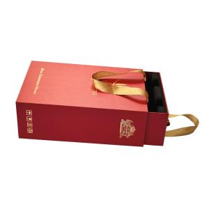 Double drawer style custom red wine gift box packaging paper box portable