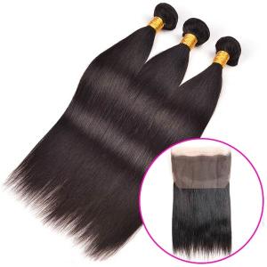 Straight Genuine 360 Lace Frontal Closure With Bundles Customized Length