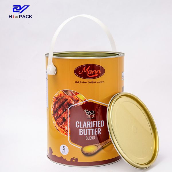 Quality 1000ml Butter Can With Rock Ring Lid 1ltr Food Safe Metal Buckets wholesale