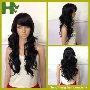 Cheap High Temperature Fiber Long Synthetic Wigs Side Fringe Light Brown for sale