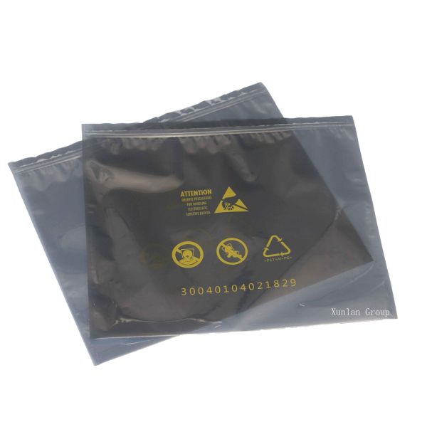 120 * 150 + 40 Mm Black Anti Static Shielding Bags Waterproof With Zipper