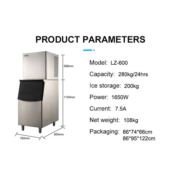 280Kg 24Hours LZ-600 Fast Shipping Ice Maker Water Cooling Snowkey Flake Ice Machine
