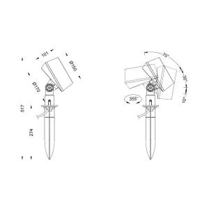 24VDC 12x3W CREE IP65 LED Landscape Spot Lights With Spike