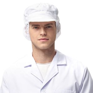 Dustproof Hat with Polyester Cotton Mesh for Food Factory - Machine Washable