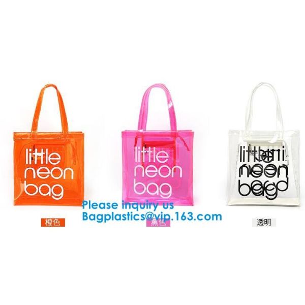 Fashion Clear Pvc Beach Tote Bag For Women,Clear Tote Bags PVC Beach Tote Bag With Black Webbing Handle Bag