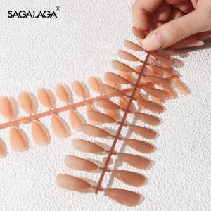 Low Quantity Colored Transparent Press on Nude Nail Tips With Logo French Style