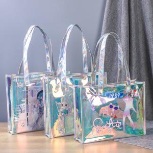 Shiny Plastic Shopping PVC Bag Laser Transparent Holographic Iridescent Womens