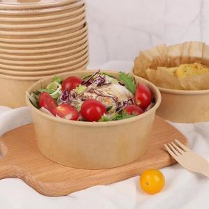 China Custom Hot Soup Disposable Kraft Paper Salad Bowl 46oz With Lid on sale