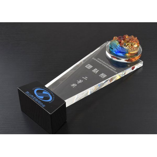 Quality Personalized Crystal Trophy Cup , Sand Blasting Crystal Glass Awards wholesale