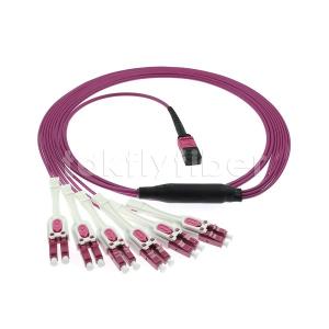 Cheap 12F MPO To 6 LC Duplex Uniboot Fiber Optic Trunk Cable MM OM4 For Network Cabling for sale