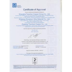 Shanghai Tianshen Copper Group Co.Ltd Certifications