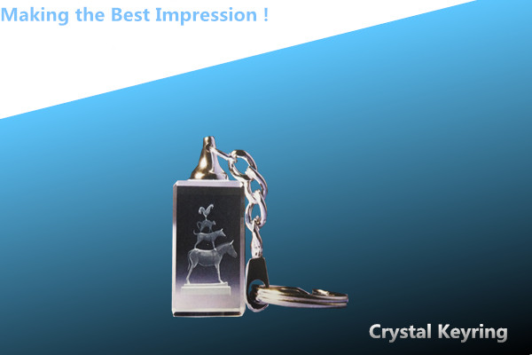 LED keychain/3D laser crystal keyring/crystal key ring/crystal rectangular key