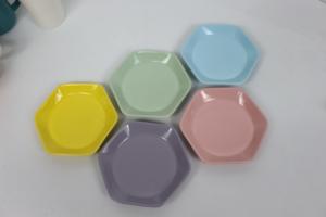 Cheap New hexagon ceramic fruit plates colorful dish for home interesting colors children for sale