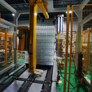 Robotic Palletizing System That Marshals First and Then Palletizer for Beverage