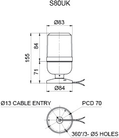 Ø80mm Bulb Revolving Warning Light Bulb Revolving Type , Equipped with Circular