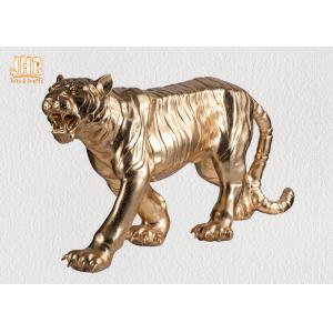 Large Gold Leafed Polyresin Animal Figurines Tiger Sculpture Table Statue
