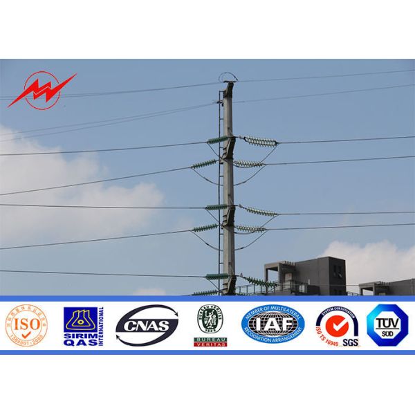 Quality 16m 20kn Galvanized Electric Steel Utility Pole With Galvanized Multifunction Ladder Top wholesale