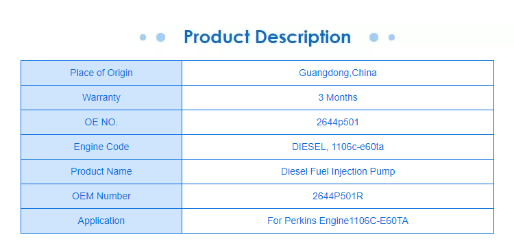 High Pressure Fuel Injection Pump 2644P501 For Engine 1106C-E60TA