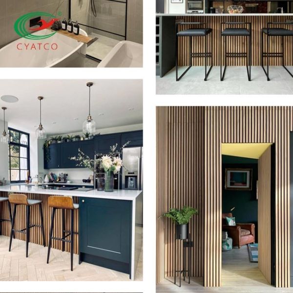 Practical Fireproof Wall Wood Slats , Multipurpose Wooden Wall Panel