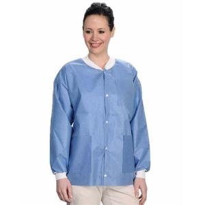 Protective Polypropylene SMS Disposable Lab Coat Blue with Pockets