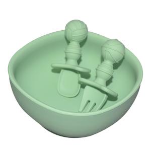 6 Pcs Silicone Baby Feeding Plates Sets With Cup Bib Fork Spoon MHC Tableware