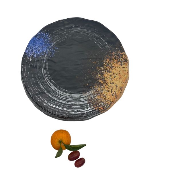 Round 12 Inch Melamine Picnic Plates Dinnerware Galaxy Pattern