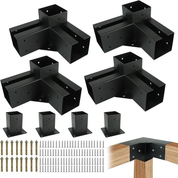 4''*4'' Steel Pergola Brackets Kit Post Base Corner Three Way Four Way Bracket