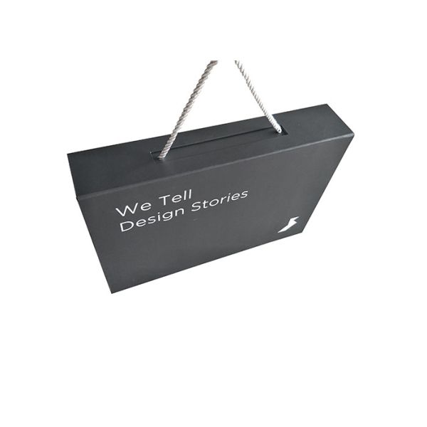 Black Paperboard Folding Packaging Boxes Logo Custom With Pull Rope Collapsible