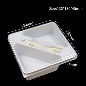 Customized Double Cavity Pet White Plastic Triangular Sandwich Box With Fork