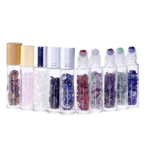 Bottle With Wooden Cap Crystal Roller Ball Empty Glass 10ml Roll On Perfume