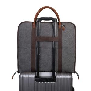 China Heavy Duty Canvas Garment Weekender Bag With Genuine Leather Trim on sale