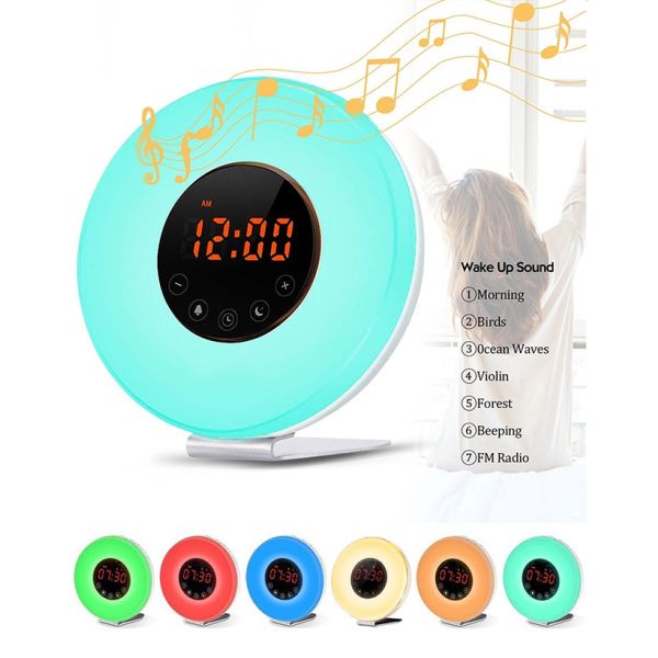 Gradual Wake Up Light Warm White Morning Sunrise Led Light Up Alarm Clock