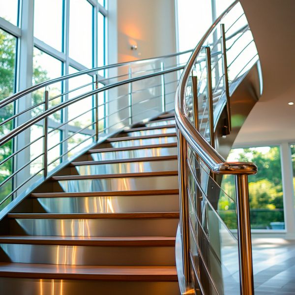High-Performance Stainless Steel Handrails with Polished Finish for Glass