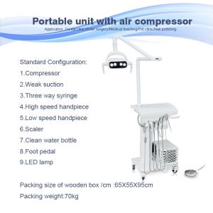 Dental Tray LED Lamp Operate Portable Dental Unit With Air Compressor