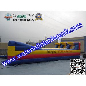 Three Lane Inflatable Bungee Run Game With Basketball Hoop Customized Size