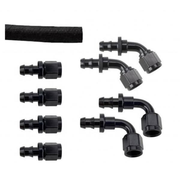 Customized Support Round Head Code Black Aluminum Push-On Hose End Fitting Kit