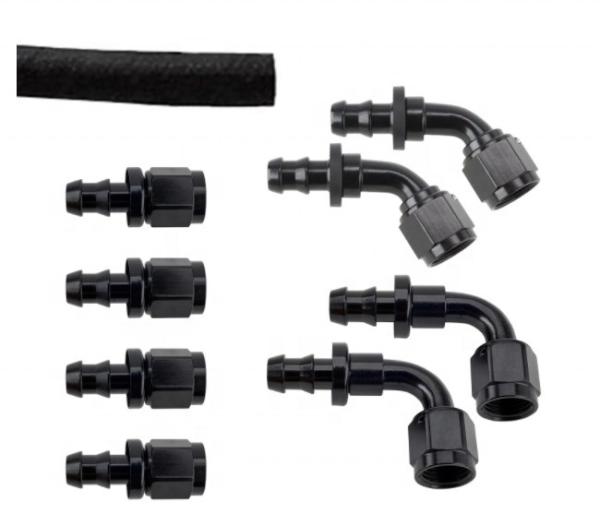 Quality Customized Support Round Head Code Black Aluminum Push-On Hose End Fitting Kit AN6 9PCS Female Connection and Durable wholesale