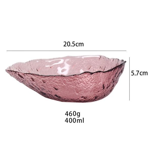 4mm Thick Customized Logo Drip Shaped Glass Salad Bowl