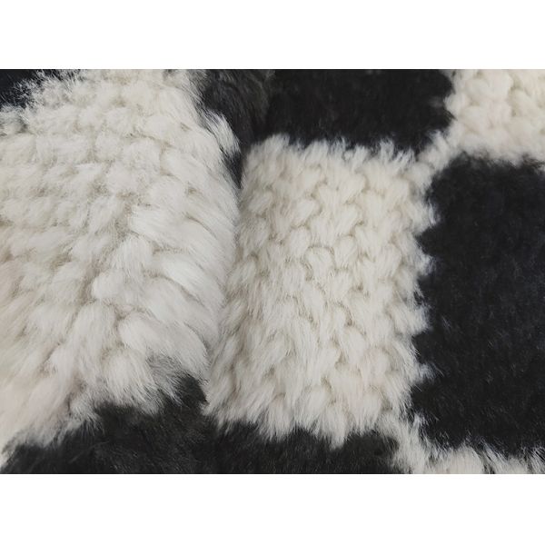 Soft Polyester Rabbit Fur Fabric 500gsm Printed Plaid Fake For Winter Coat