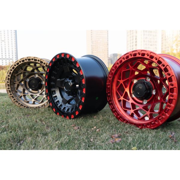 Quality 16 17 inch 6x139.7 4x4 Offroad Wheels Mesh Design With Chrome Rivets wholesale