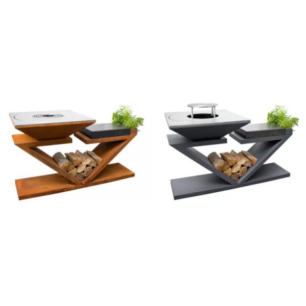 OEM Pre Weathered Corten Steel Charcoal Grill With Ash Tray