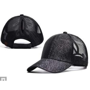 China Wholesale Adjustable mesh baseball cap Back Hole Pony Tail Snapback Cap patchwork sports sun hat with a ponytail slot on sale